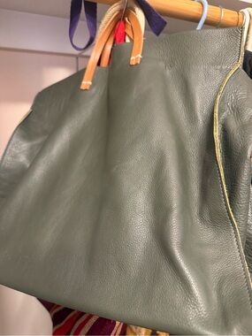 Clare V Green and Brown Tote Bag